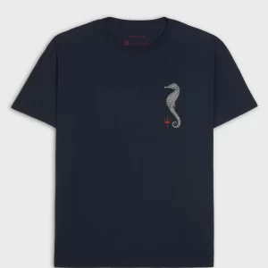 T-shirt vintage cavalo marinho - azul marinho