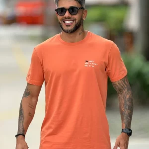 T-shirt vintage little text - laranja