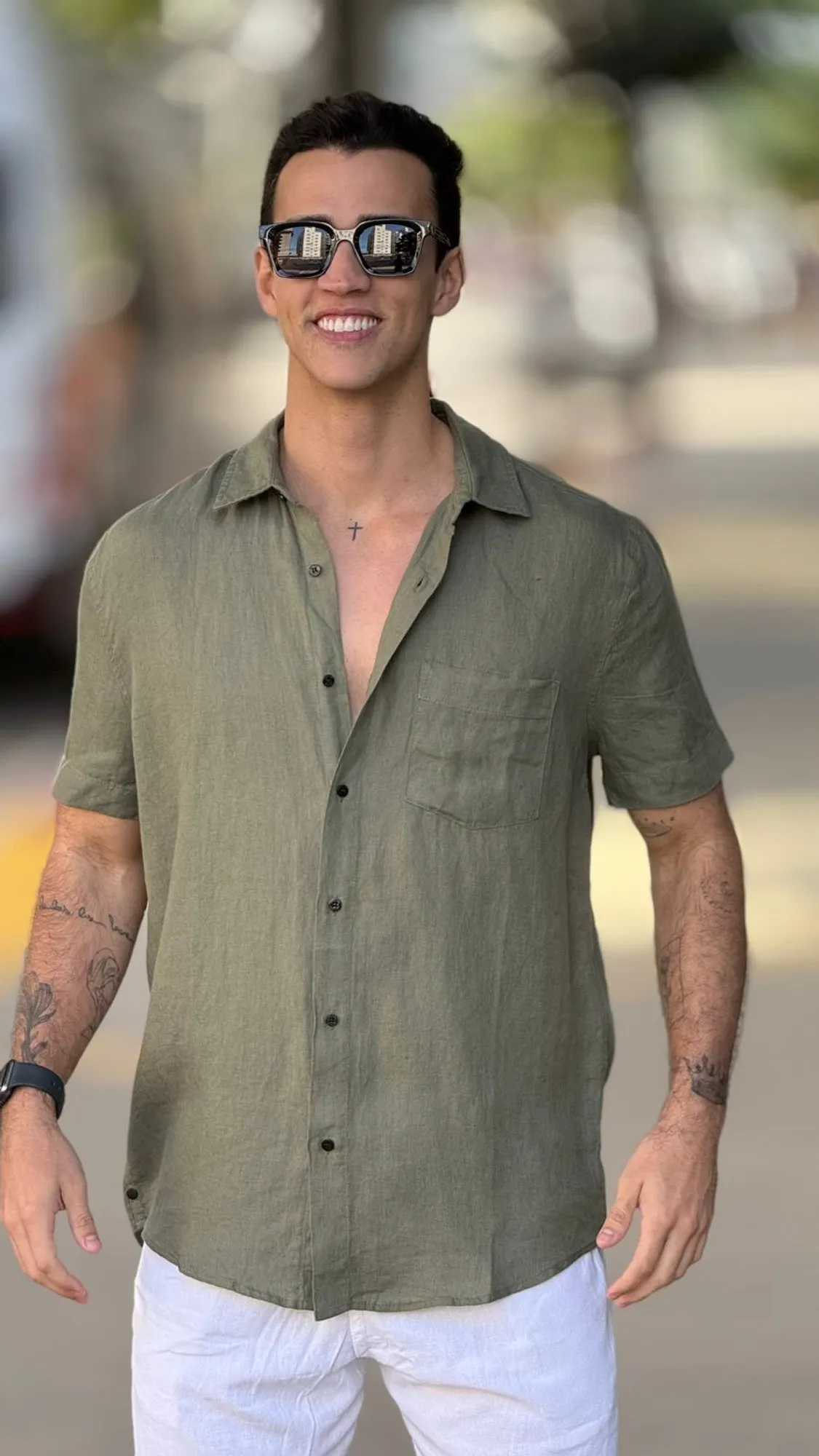 Camisa classic linen - verde palmeira