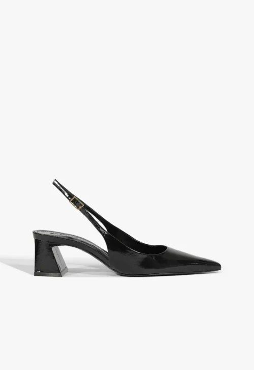 Scarpin Slingback Rhonda Mid Verniz Preto