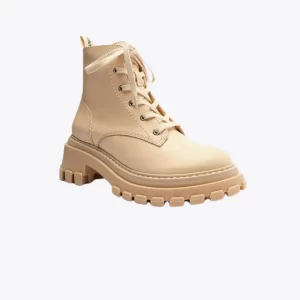 Bota Coturno Cano Curto Tratorado Egg Shell