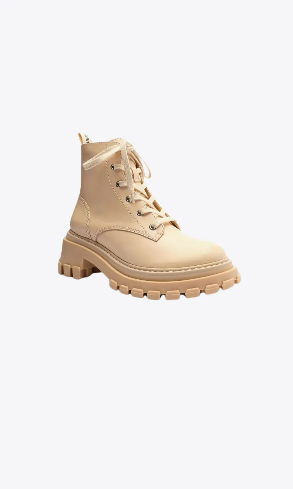 Bota Coturno Cano Curto Tratorado Egg Shell