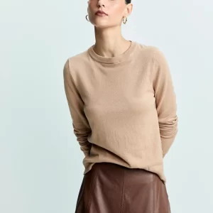 Tricot básico gola careca khaki