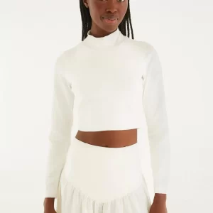Blusa Cropped Gola - off white