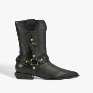 Bota Maine Buckle Couro Preta