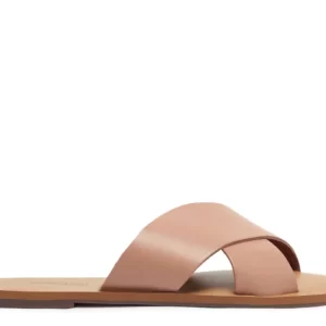 Rasteira Tiras Cruzadas Couro Rosa Antik