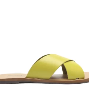 Rasteira Tiras Cruzadas Couro Verde