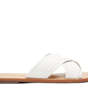 Rasteira Tiras Cruzadas Trançada Branca