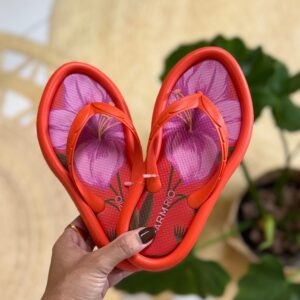 Chinelo Farm Canoa Vermelho Fire Flor