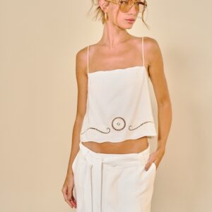 Blusa Feminina Fluida em Linho Bordada