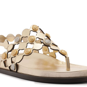 Papete Dourada Couro Círculos Metais