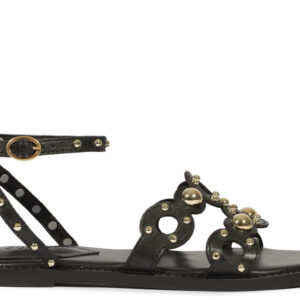 Sandália Rasteira Couro Preto