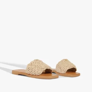 SANDALIA RASTEIRA SLIDE CROCHE BEGE