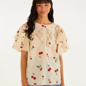 Bata Artesanal Estampa Cereja