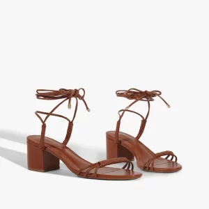 Sandália Salto Bloco Amarração Marrom