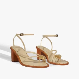 Sandália Salto Bloco Médio Azure Couro Branca