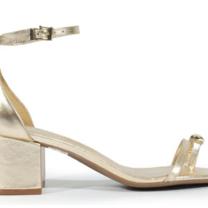 SANDÁLIA SALTO MÉDIO PLATINA DOURADO