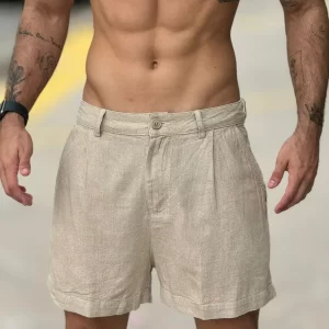 Short Osklen Fluid Linen Pleats Natural