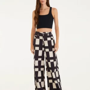 Calça Wide Sarja Sonho Gráfico