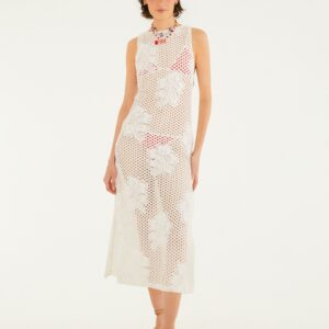 Vestido Tela Hibisco Off White