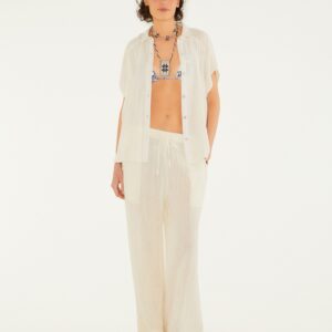 Calça Textura Crinkle Off White