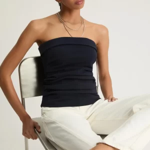 Blusa Malha Pregas Laterais - azul marinho