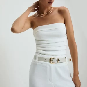 Blusa Malha Pregas Laterais - off white