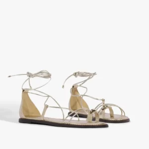 Sandália Rasteira Amarração Dourada