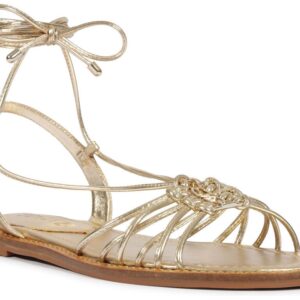 Rasteira Kate Lace Up Flat Dourada