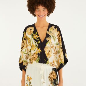 Body Estampado Concha Surreal Lenço