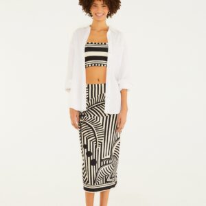 Saia Midi Reta Listra Tropical