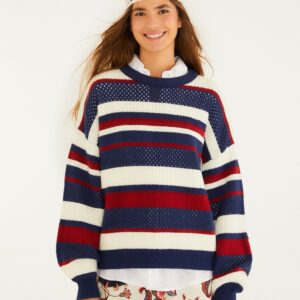 Pull Tricot Textura Listra Magia Floral