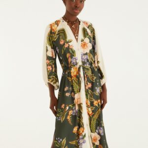 Vestido Midi Estampado Natureza
