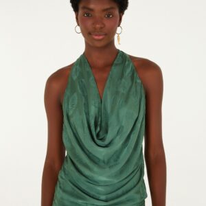 Blusa Degagê Jacquard Conchas Verde Jacare