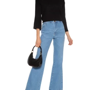 Calça Feminina Jeans Wide Bolso Azul Maria Filó