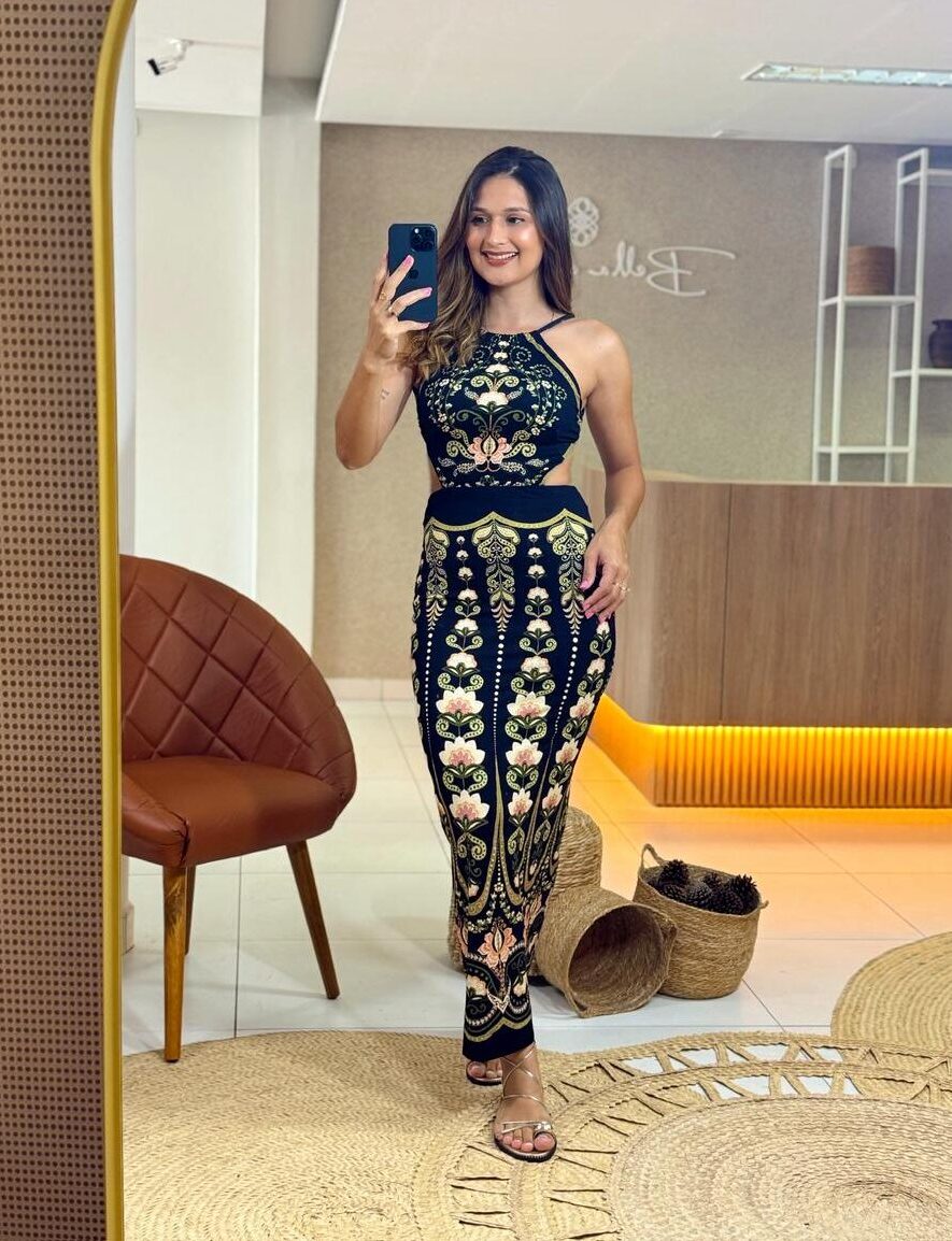 Vestido Midi Estampado Nikita