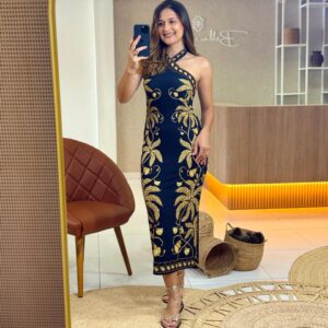 VESTIDO MIDI OURINHO TROPICAL