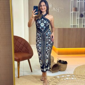 Vestido Midi Estampado Daniela