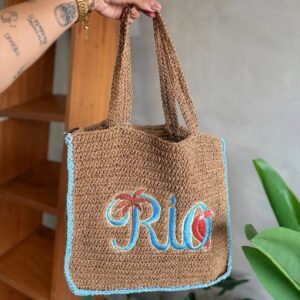 Bolsa Artesanal Rio Tipografico Liso Pequena