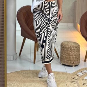 Saia Midi Reta Listra Tropical