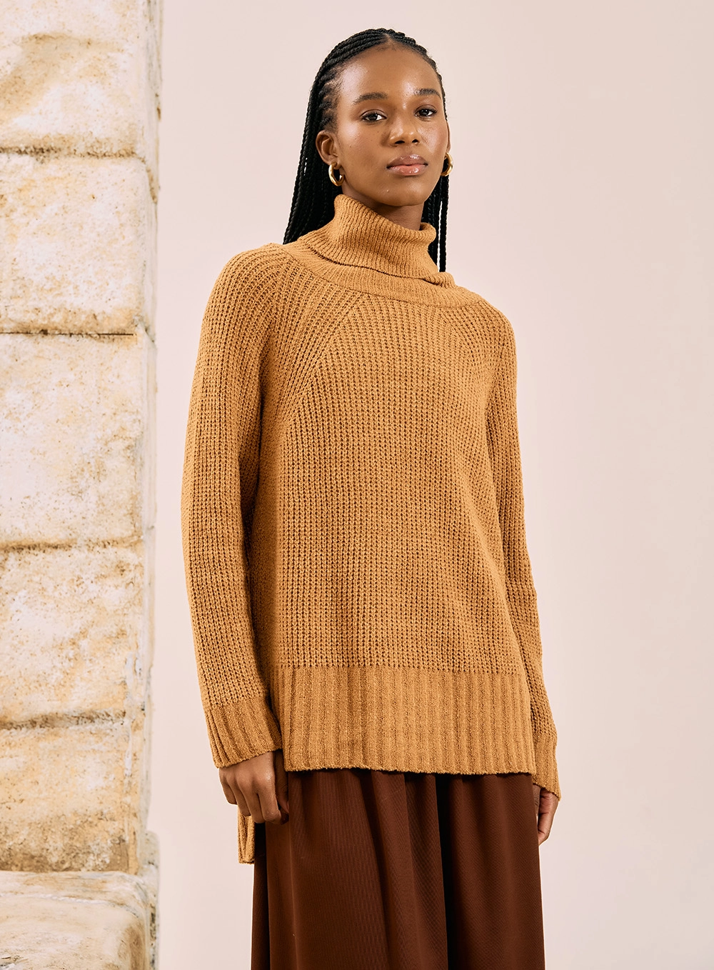 Blusa Tricot Oversized Gola Alta