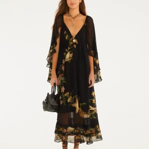 Vestido Longo Estampado Capa Concha Surreal