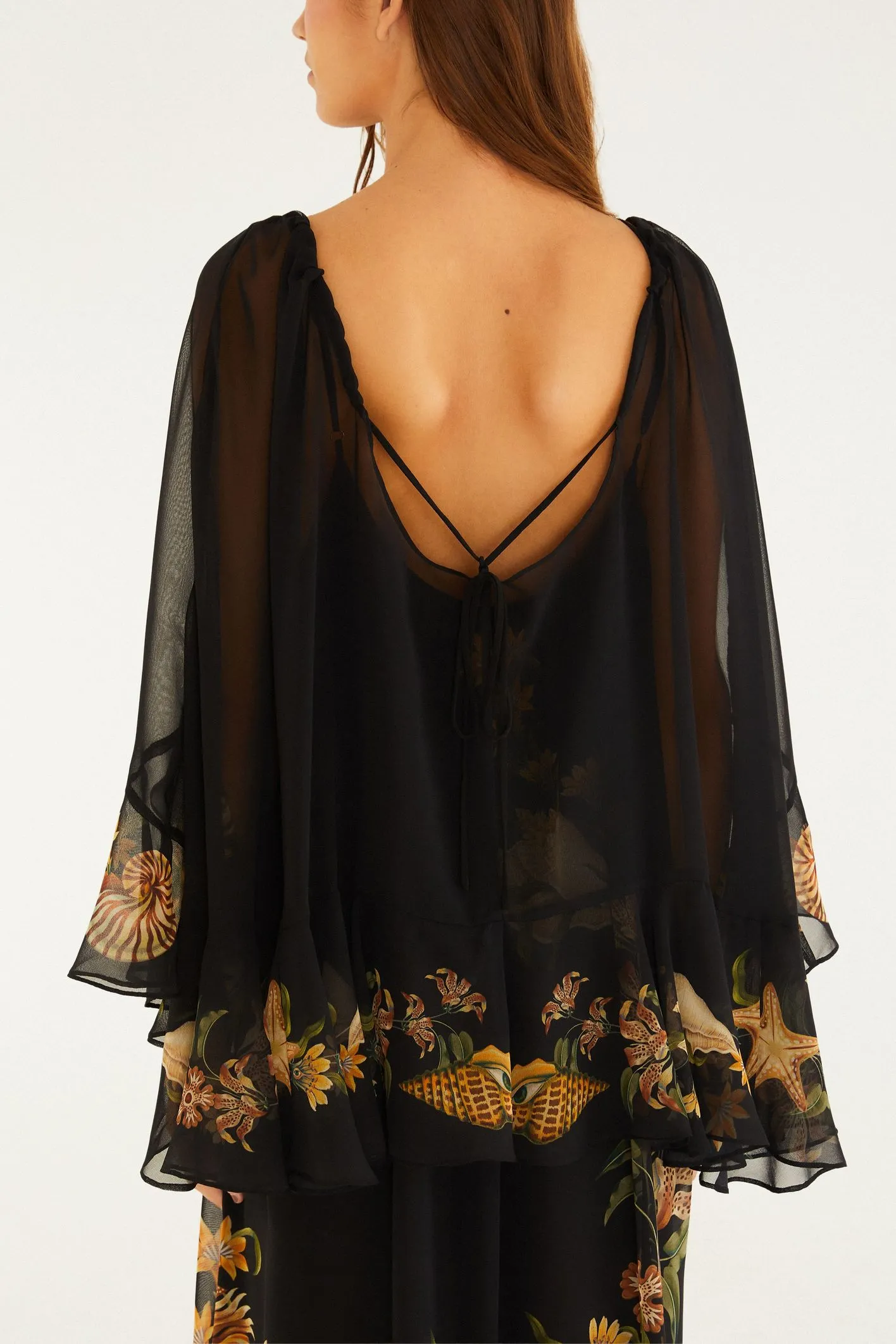 Vestido Longo Estampado Capa Concha Surreal - Imagem 3