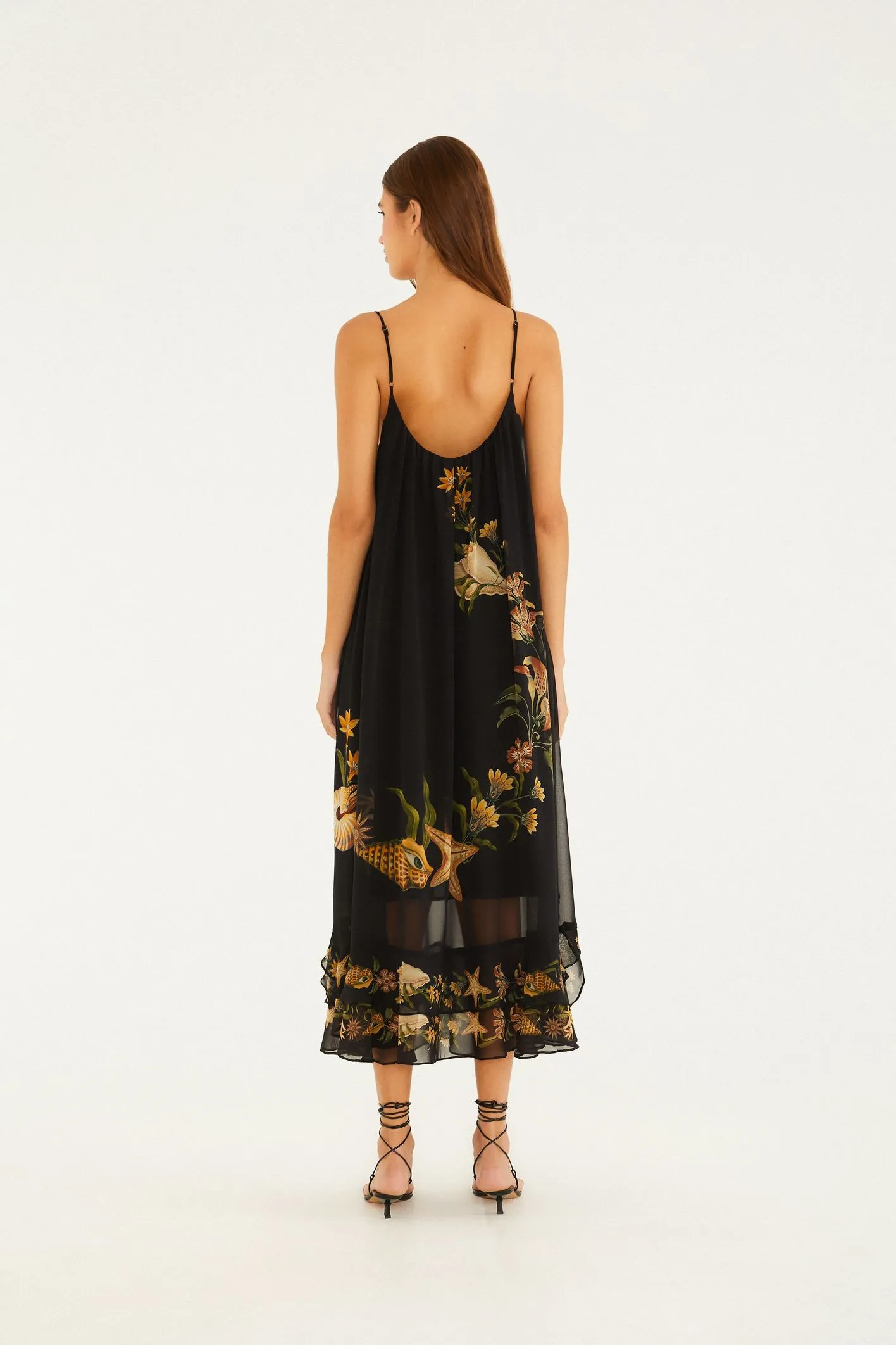 Vestido Longo Estampado Capa Concha Surreal - Imagem 4