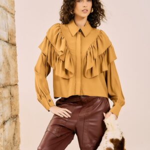 Camisa Reta Com Babados