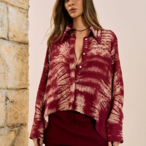 Camisa Assimétrica Estampada Fluída