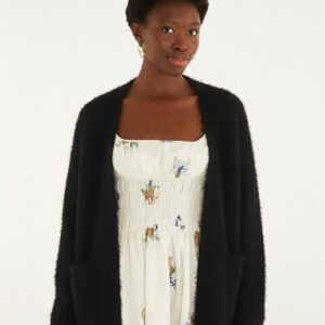 CARDIGAN TRICOT PELINHO COM BOLSO -PRETO