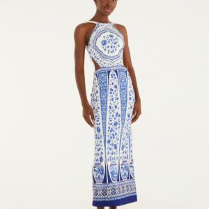 Vestido Midi Estampado Porcelana