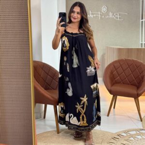 Vestido Longo Bibelo Preto