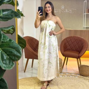 Vestido Longo Alcinha Estampado Gabrielle